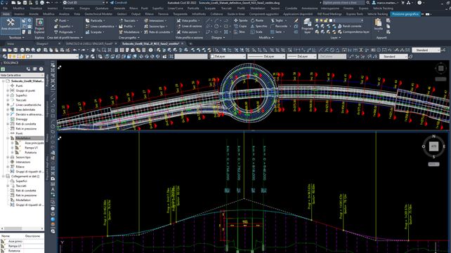 Figura 3 – Tracciamento plano-altimetrico dello svincolo in Autodesk Civil 3D